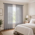 thumbnail image 3 of OVZME Charcoal Grey Sheer Curtain 2 Panels 84 Inch Length, Rod Pocket Voile Window Drapes for Living Room Bedroom, Each 52x84 Inch, 3 of 9