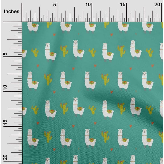 oneOone Cotton Jersey Dusty Teal Green Fabric Cactus & Sheep Sewing Fabric By The Yard Printed Diy Clothing Sewing Supplies 58 Inch Wide