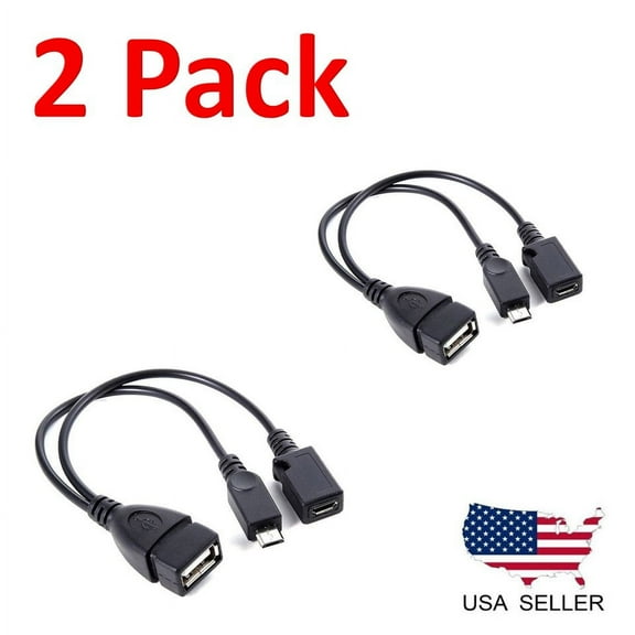 [2 Pack] TV xStream USB Port Adapter, Micro OTG Cable and Power - Compatible with Amazon Fire Stcks, Media Devices, Rii and Logitech Keyboards, and Nintendo Switch, SNES, NES Classic