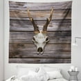 thumbnail image 1 of Deer Tapestry, Rustic Antler on Wooden Wall Wintertime Mountain Hut Country Style Rustic Design, Fabric Wall Hanging Decor for Bedroom Living Room Dorm, 5 Sizes, Brown Beige, by Ambesonne, 1 of 1