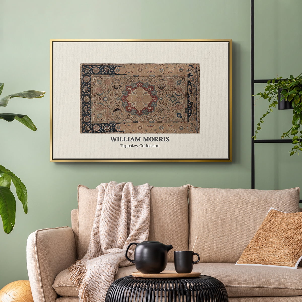 Vintage Abstract Print-XLVIII Framed in Gold Wood Gallery Wrapped Canvas 27 in. x 41 in.
