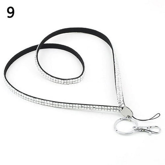 Luxury Rhinestone Bling Shiny Custom Lanyard ID Badge Cellphone Key Holder Ring