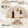thumbnail image 4 of 2 Set 6pcs Golden Acrylic Display Risers Product Stand Shelf 3-Tier Perfume Organizer Clear Countertop Showcase for Craft Cupcake Dessert Curio Cabinet Collection 1.4/2.3/2.9 Inch High, 4 of 7