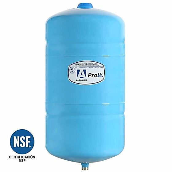 Tanque precargado vertical en línea, 38 Lts, 150 PSI, Altamira, Azul.