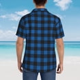 thumbnail image 4 of Fuzoiu Blue Black Plaid Print Hawaiian Shirt for Men, Summer Beach Casual Short Sleeve Button Down Shirts, Men’s Beach Summer Shirts with Pocket,X-Large, 4 of 7