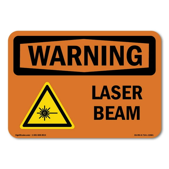 OSHA WARNING Sign - Laser Beam | Aluminum Sign | Protect Your Business, Construction Site, Warehouse & Shop Area | Made in the USA