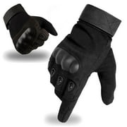 Durable Gloves for Motorcycle Cycling Riding Camping Outdoor Hiking Full Finger Gloves (Black, Medium)