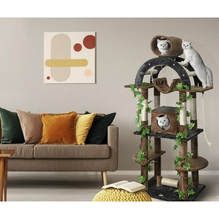 UPC: 0810602021354 | Go Pet Club 71-in Cat Tree & Condo Scratching Post Tower  Brown & Black