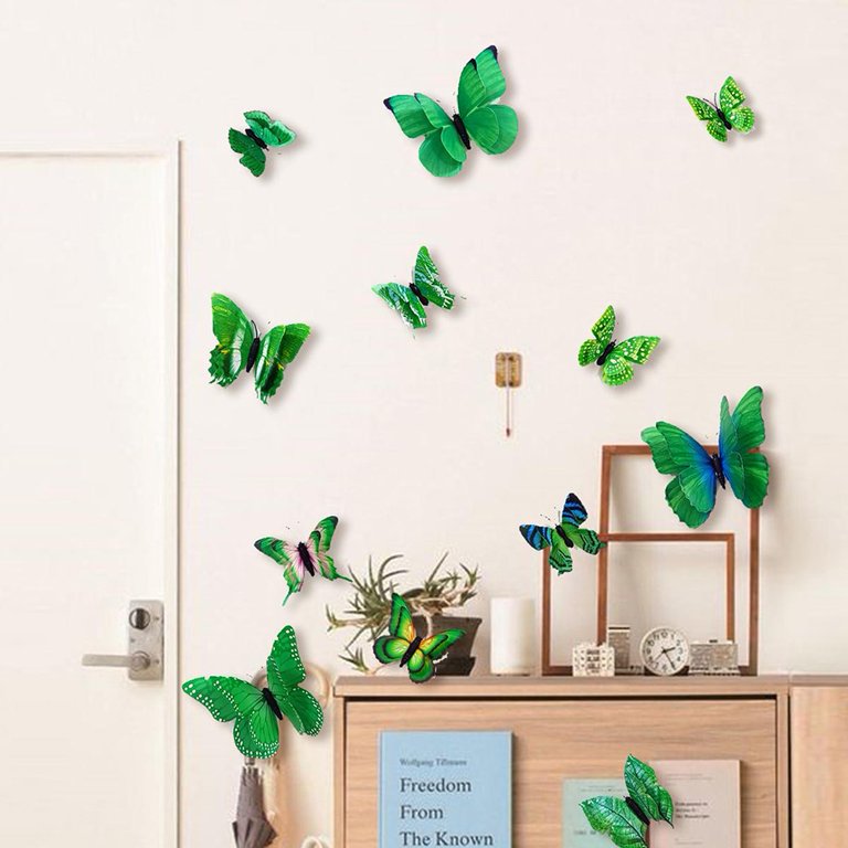 3D Butterfly Wall Art: Green 3d Wall Butterflies, Paper Butterfly Wall  Stickers 