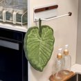 thumbnail image 3 of Toalla de mano de hoja verde, suave y absorbente, con hojas de alocasia y hojas de monstera, con lazo para colgar, ideal para el hogar, el baño y la cocina., 3 of 8