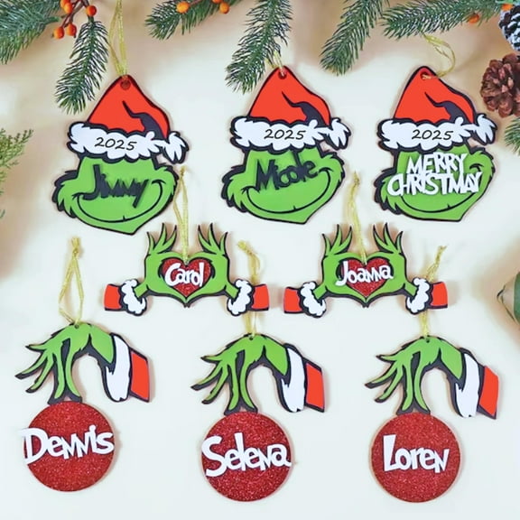 BETEAM Personalized GrinchChristmas Decorations 3D Wood Hanging Christmas Tree 2026 GrinchOrnaments for Tree toppergrinchGifts for Families Kids-Hand, 1 Pc
