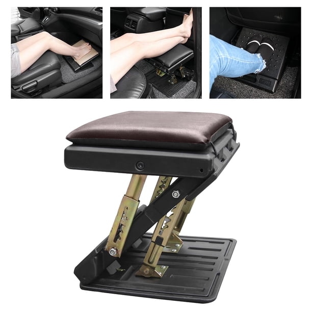 Reposapiés ajustable Ajuste de altura de 4 niveles con perlas de masaje Cojín de reposapiés suave adecuado para viajar en trenes de automóviles a marrón Soledad Reposapiés ajustable