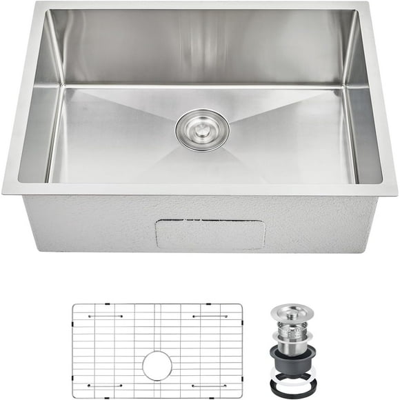 EastVita 32-Inch Black Undermount Kitchen Sink, 16 Gauge Stainless Steel Single Bowl Kitchen Sinks with Sliding Accessories, Deep Single Bowl Kitchen Sink for Workstation, RV, Prep Kitchen