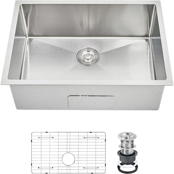 Fregadero de Cocina Undermount Negro de 32", Acero Inoxidable 16 Gauge, Cuenca Profunda con Accesorios Deslizantes para RV y Cocina