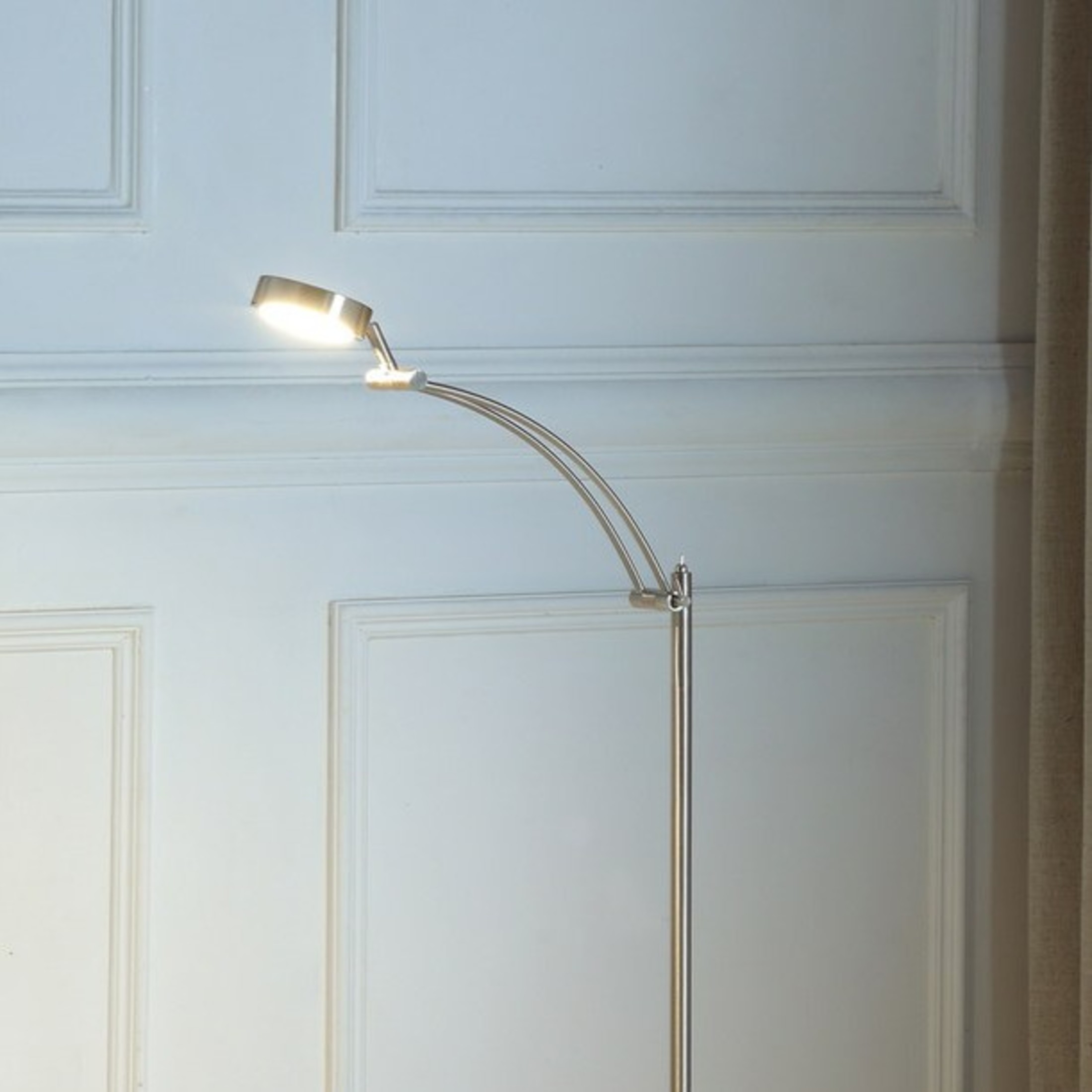 Noble House Tinsley 54" Integrated LED Task Floor Lamp, Flexible Head, Column Switch, Space Saving, Silver