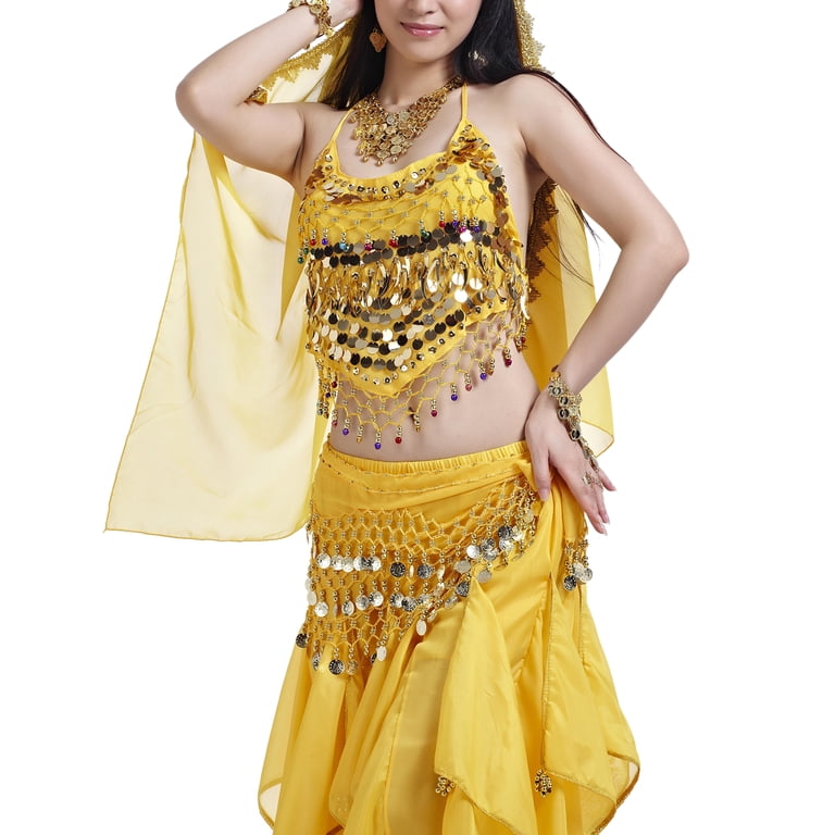 BellyLady Belly Dance Hip Scarf 158 Gold Coins Dance Skirt 