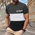 thumbnail image 2 of Mens Casual Pantalones Cortos Cuello Redondo Patchwork Impresión Suéter Blusa de Fitness, Camisetas para Hombre, 2 of 4