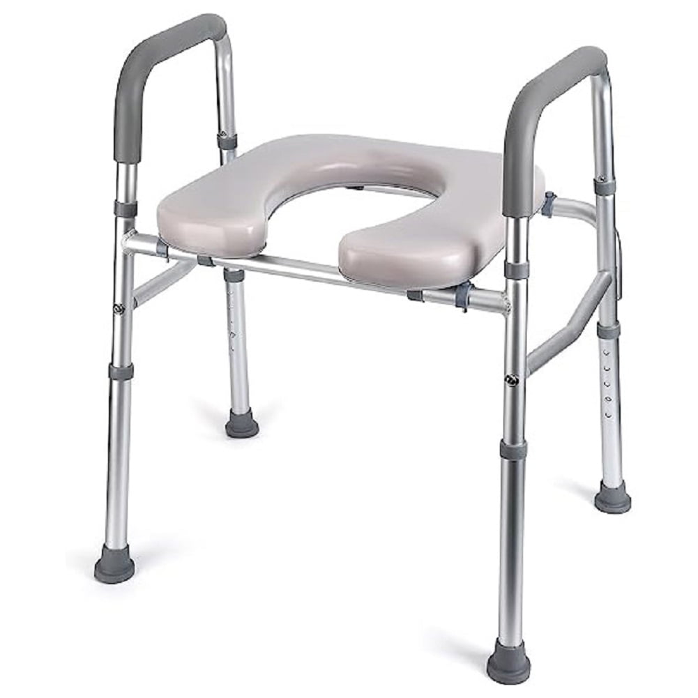 Yiwa 350LB Raised Toilet Seat for Senior, Adjustable Height, Padded Seat for Elderly, Disabled