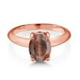 thumbnail image 2 of Gem Stone King 18K Rose Gold Plated Silver Red Tiger Eye Solitaire Engagement Ring for Women (1.50 Cttw, Oval 9X7MM, Gemstone Birthstone, Available in Size 5, 6, 7, 8, 9), 2 of 4