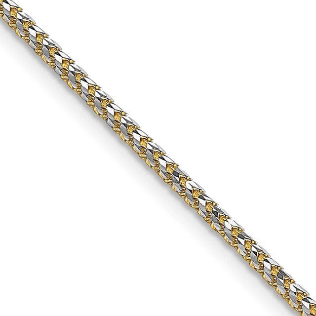 Diamond2Deal 14K Yellow Gold 1.85 mm Rhodium-plated Spiga Chain Necklace for Women 20"