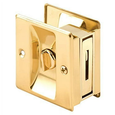 Polished Brass Privacy Lock with Pull Pocket Door Lock