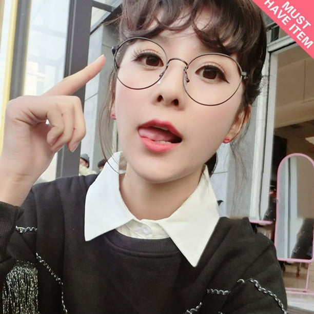 Qarigey Mujeres Hombres marco de metal Lente transparente Circulo Gafas Vintage Lentes Plata Bodega Aurrera en linea