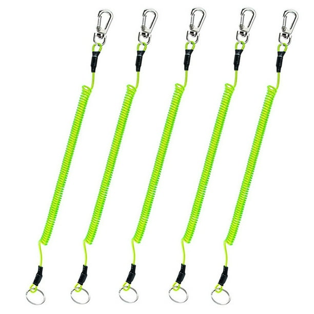 Fishing Lanyards Fishing Tool/Pole Safety Coil Lanyard Retractable Wire  Inside Tup Cover, 6pcs, 2 MetersGreen 