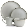 thumbnail image 2 of Elama Louis 16 Piece Stoneware Dinnerware Set in Matte Slate with Gold Rim, 2 of 9