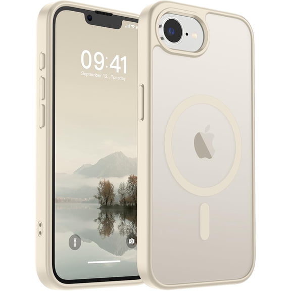 Mionbel Magnetic for iPhone 16e Case (Compatible with MagSafe)(Military Grade Drop Protection) Slim Translucent Matte Shockproof with Anti-Fingerprint Phone Case,Antique White
