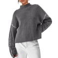 thumbnail image 1 of Suéter PRETTYGARDEN Otoño 2025 Cuello Simulado Gris M, 1 of 6