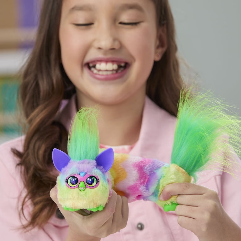 Furby, DJ Furblets Mini Plush Toy, Can-Dee-Swirl, Plays Music, 6