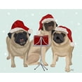 thumbnail image 2 of Fab Funky 14x12 White Modern Wood Framed Museum Art Print Titled - Christmas Pug Trio Carolling, 2 of 4