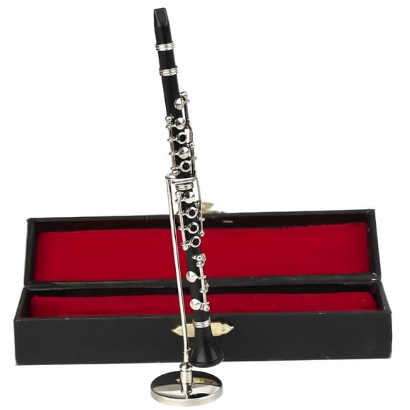 Gold Plated Clarinet Model Miniature Clarinet with Stand and Case Desk Decoration Music Scene Accessory Enduring