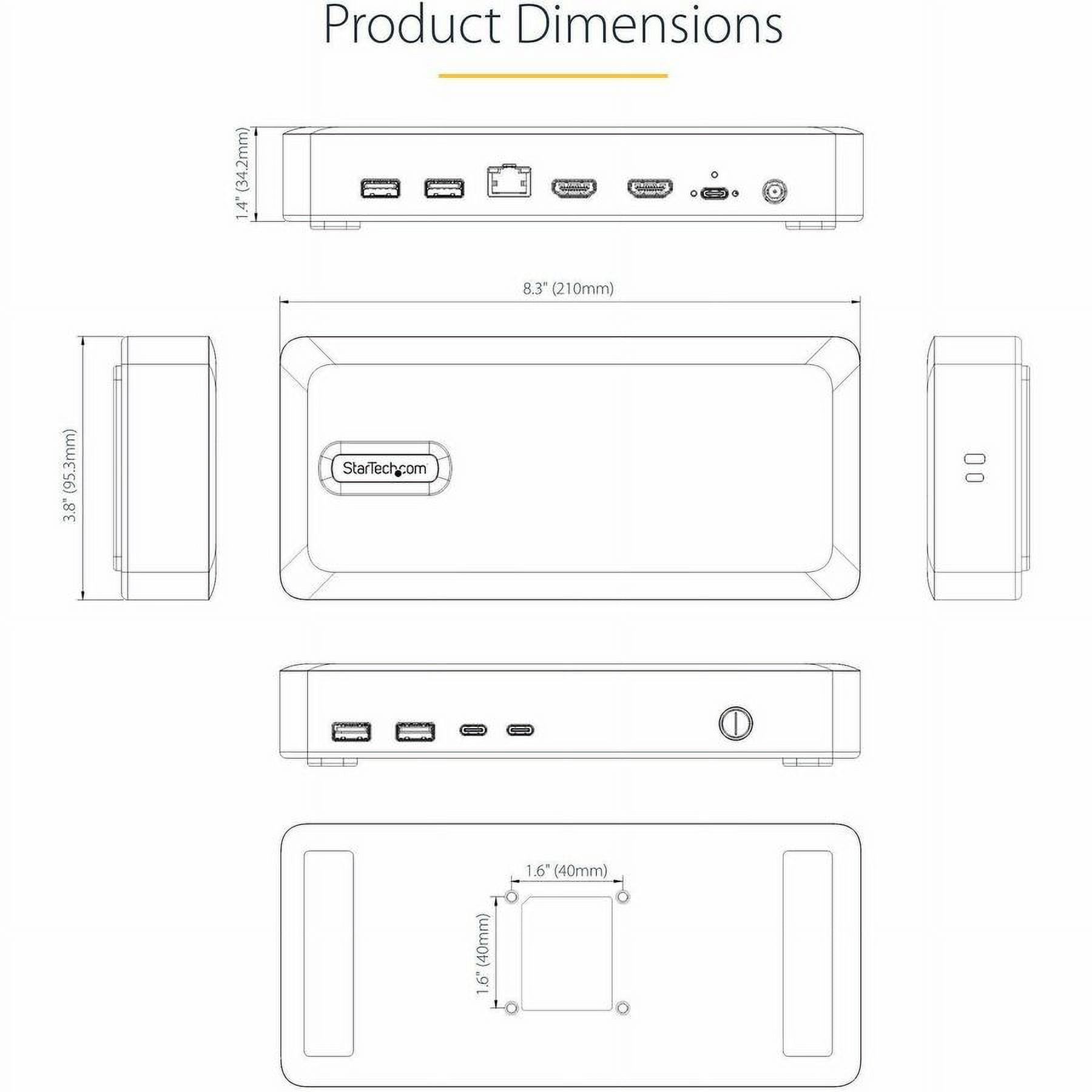 StarTech.com USB4 Docking Station, USB-C 40Gbps, up to Dual 4K 60Hz HDMI, Multi-Monitor Dock, 6-Port USB Hub, 2.5GbE, 100W Power Delivery
