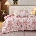 thumbnail image 2 of Koniroom Pink Floral Comforter Set Twin Size – Soft Vintage Rose Print, 2-Piece Reversible Flower Bedding for Teen Girls and Women, 2 of 8