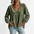 thumbnail image 6 of Xdegoge Women's Long Sleeve V Neck Tops Velvet Blouses Lace Trim Peplum Babydoll Shirts Casual Fall Tunic Tops for Women, 6 of 7