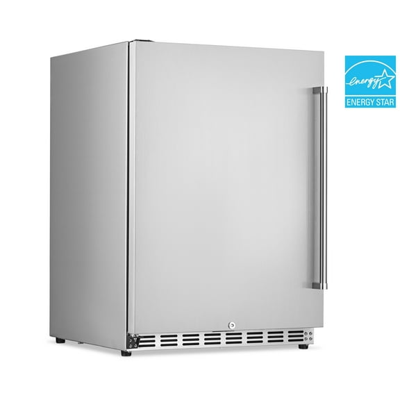 Newair 24" 5.3 Cu. Ft. Commercial Stainless Steel Built-in Beverage Refrigerator, Steel Interior, Weatherproof and Outdoor Rated, ENERGY STAR, Fingerprint Resistant and Self-Closing Door