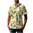 thumbnail image 4 of Beach Shirt Men's Hawaiian Shirt Short Sleeve Button Tropical Shirt Casual,Yellow,XXXXXL, 4 of 5
