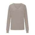 thumbnail image 4 of Elvqul Sweater for Women Pullover Shirts Khaki Knit Cotton Plain Work Womens Sweater, 4 of 6