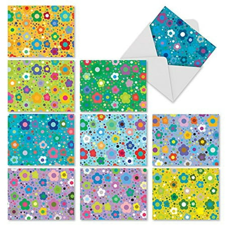 'M2357TYG FLOWER POWER' 10 Assorted Thank You Note Cards Featuring Sweet and Simple Flower Designs in Bright and Vibrant Colors with Envelopes by The Best Card (Best Quality Poker Cards)