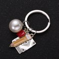 thumbnail image 3 of CIMAXIC Pencil Keychains Apple Pencil Key Holder Book Pearl Pendant Keychains Teachers Day Key Rings School Theme Ornaments Gift,1.26"X0.2"X0.06", 3 of 4