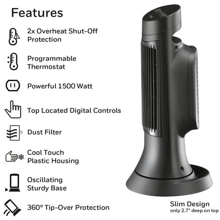 Honeywell - Ceramic Compact Tower Heater - Slate Gray
