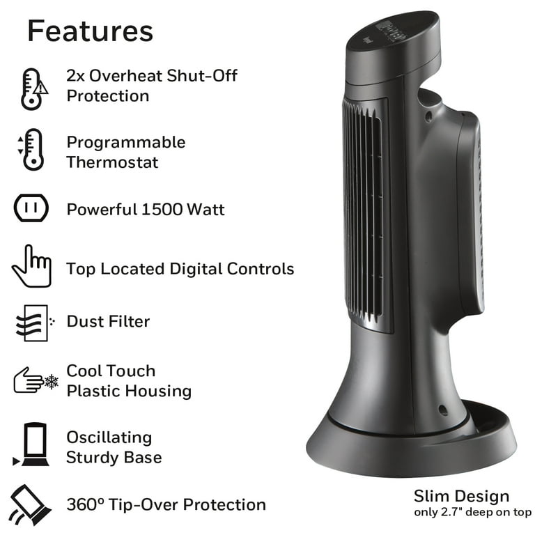 Honeywell Digital Ceramic Compact Heater, New, Black, HCE311V - Walmart.com