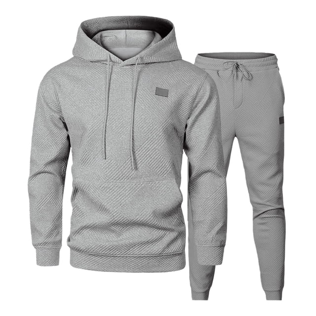 Ediodpoh Men's Suits Solid Color Drawstring Hoodie Casual Comfortable Sports Suit Sweat Suits Men Grey L