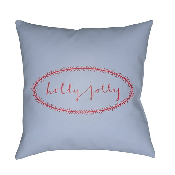 Surya Holly Jolly Word Print Outdoor Pillow