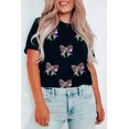 thumbnail image 3 of Women's Black Sequin Mardi Gras Bow Graphic Crewneck Tee - Stylish and Sparkly - [ZhiHiMeRi] | (US 20-22)2XL, 3 of 7