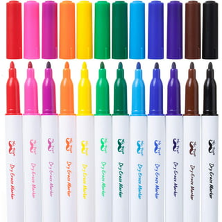 ZSCM 12 Colors Magnetic Fine Tip Dry Erase Markers with Erasers, Low Odor Fine  Point Erasable Whiteboard Marker Pen for Classroom Work Office Supplies 