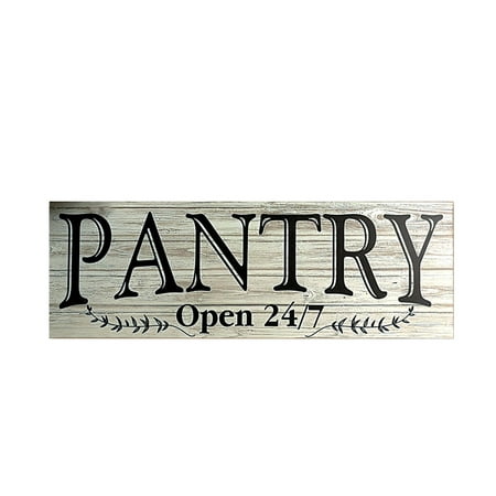 Wood Pantry Open 24/7 Sign Rustic Wall Decor for Home Kitchen Dining Room Restaurant Vintage (Best Way To Clean Painted Wood Kitchen Cabinets)