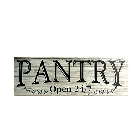 Signs For Home Decor Wood Pantry Open 24/7 Sign Rustic Wall Decor for Home Kitchen Dining Room Restaurant Vintage Style ()