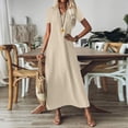 thumbnail image 5 of Summer Dresses for Women, Lightweight Cotton Linen Blend Long Dress, Loose A-Line Casual Maxi Dress Beige S, 5 of 6
